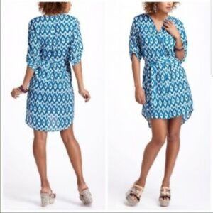 Anthro Maeve Frequencies Ikat Print Shirt Dress
